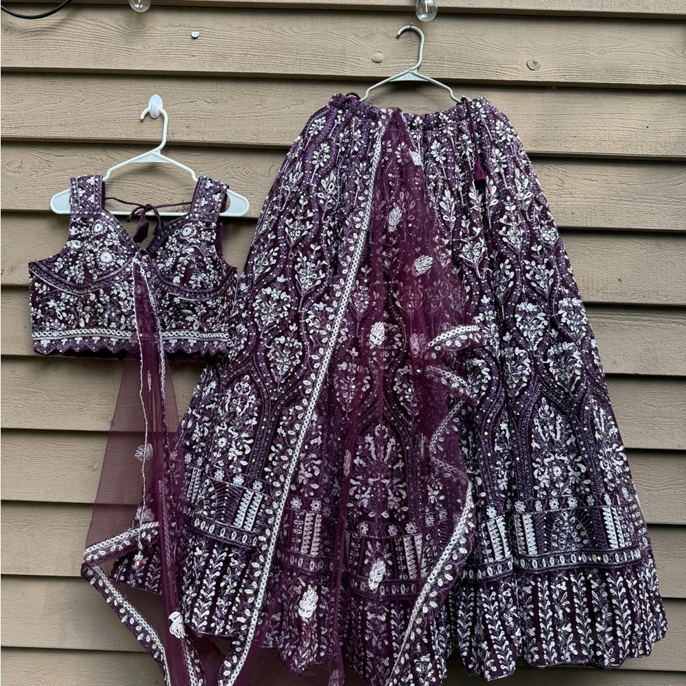 Elegant Purple Embroidered Lehenga Set